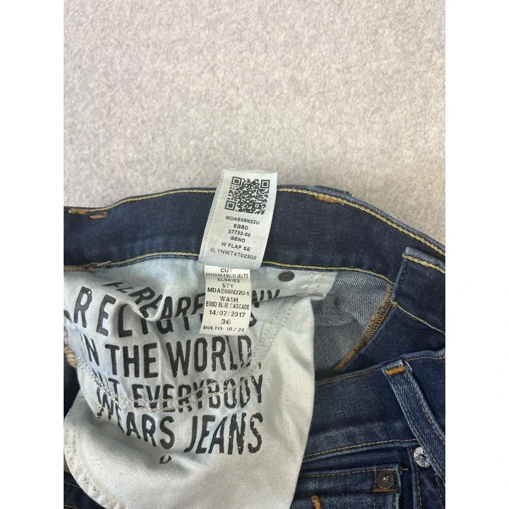 True Religion Geno Jeans Mens 36x34 Blue Cascade Slim Fit Stretch Flap Pockets